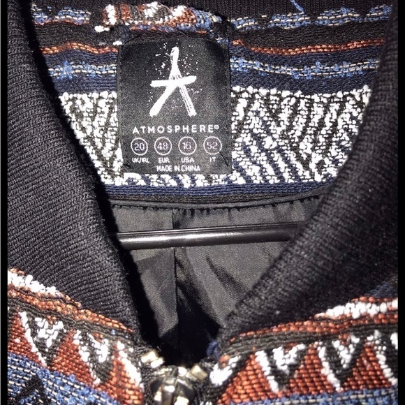 Atmosphere Tweed Tribal zip up Bomber Jacket size 16 - Picture 3 of 7
